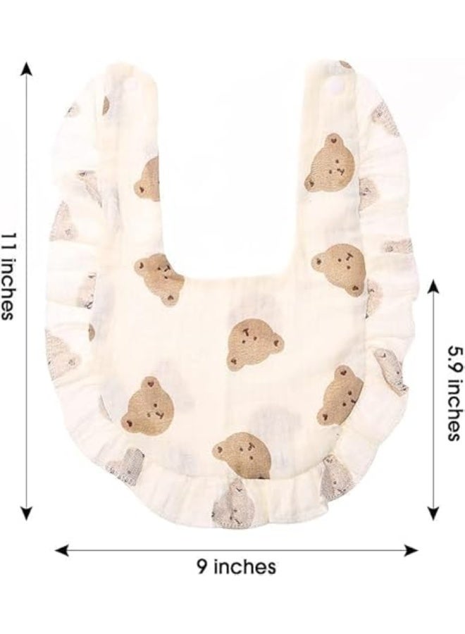 CLENEA 6 Pack Solid Muslin Baby Drool Bibs Set, Adjustable Baby Drool Cloth Set, for Unisex Boys Girls Cotton Adjustable Teething Feeding Drooling Bibs - Image 2